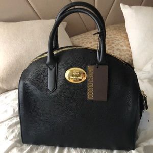 Large black leather Roberto Cavalli Purse